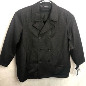 Tommy Hilfiger Men's Charcoal Wool Peacoat Jacket